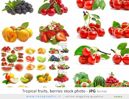 مجموعه تصاویر استوک میوه های گرمسیری - Tropical fruits, berries stock photo
